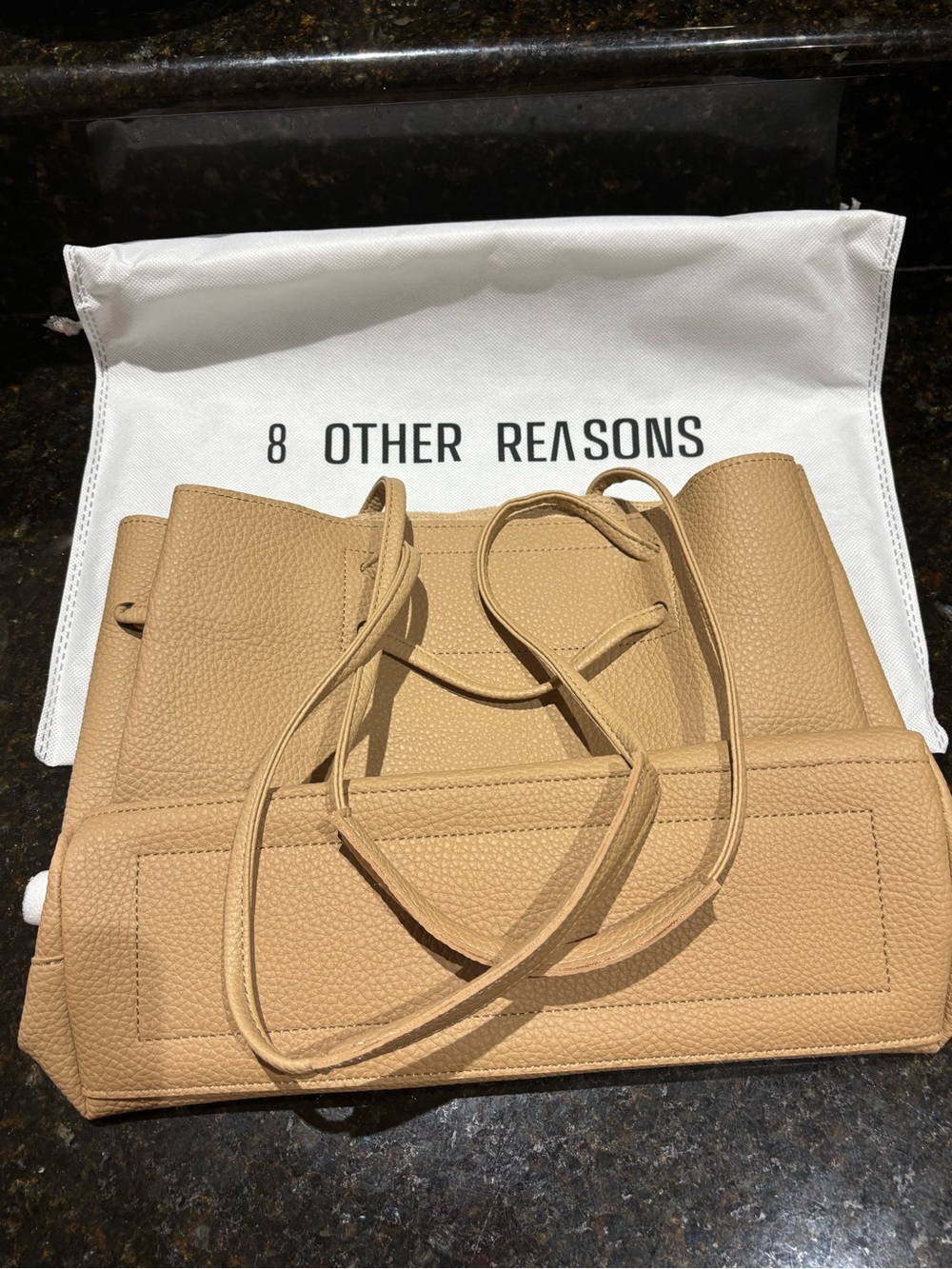 8 Other Reasons Beige/Tan Pebbled Leather Tote Bag